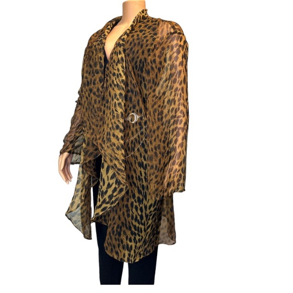 Vintage 90s Night works Surplice Cheetah print top cover up draped  Size 26W - Picture 8 of 17